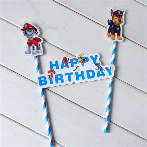 Ins Style Cartoon Character Theme Straw Paper Card Cake Topper Plug In