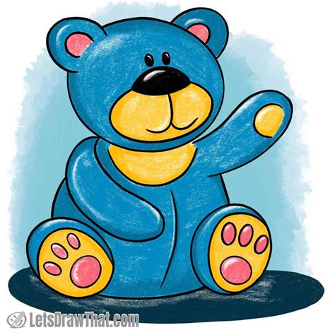 A simple cute teddy bear drawing colored-in Teddy Bear Sketch, Teddy ...