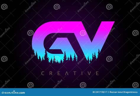 Diseño De Logotipo De Letras Gv Con Colores Azul Púrpura Y Símbolo