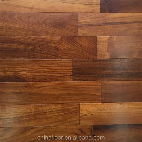 Interior High Class Brown Color Burma Teak Solid Wood Flooring For