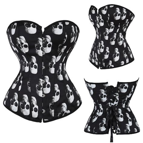 Corset Corpete Corselet Espartilho Modelador Caveira Preto Tam 38 A 54 M443