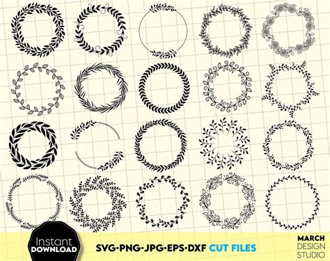 Circle Wreath Frames Bundle Svg Floral Wreath Svg Laurel Etsy