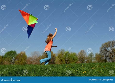 Young Girl Running With Kite Stock Images Image 26965274