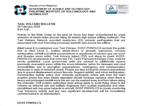 22 Volcanic Earthquakes Naitala Sa Nakalipas Na Magdamag Sa Bulkang