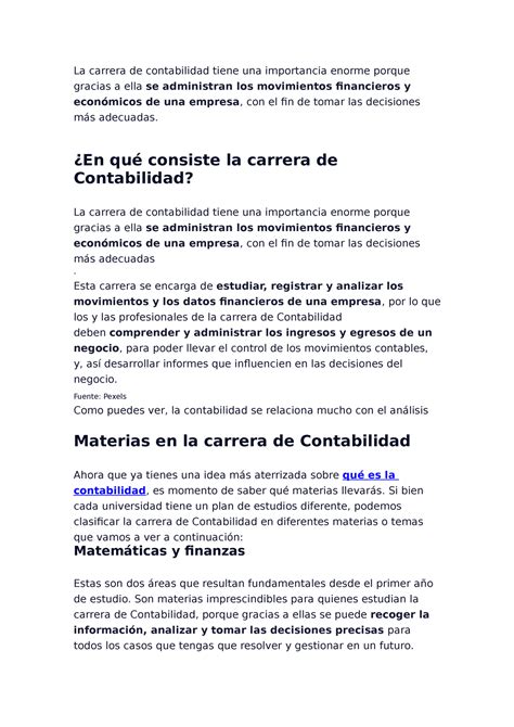 La Carrera De Contabilidad Tiene Una Importancia Enorme Porque Gracias