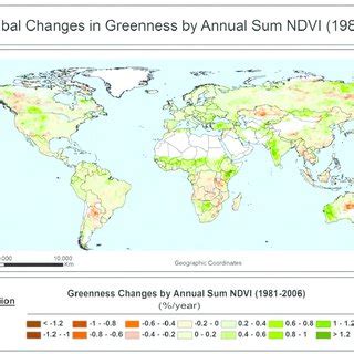 Global Pattern Of Mean Annual Sum Ndvi Ndvi For The Period