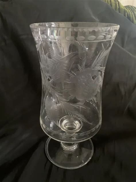 Beautiful Antique Victorian Etched Crystal Glass Celery Vase Vgc