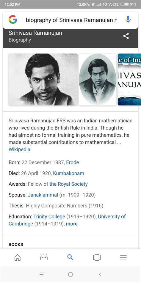 Biography Of Srinivasa Ramanujan Mathematician Brainly In