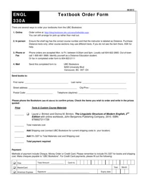 Fillable Online Engl A Textbook Order Form There Are Several