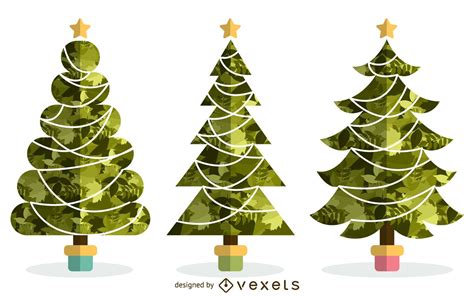 Conjunto De Arbol De Navidad Ilustrado Descargar Vector