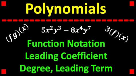 Leading Term Coefficient Degree And Function Notation Youtube