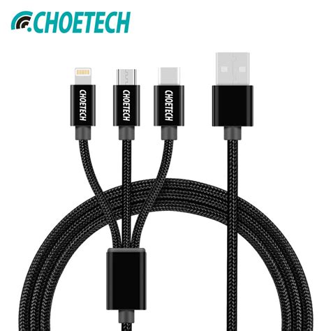 CHOETECH 3 in 1 USB Cable for Mobile Phone Micro USB Type C Charger ...