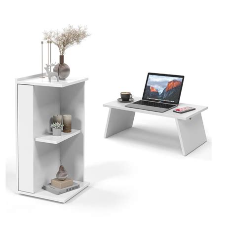 Kit Suporte Notebook Mesa De Cabeceira Multi Uso Branco No Shoptime