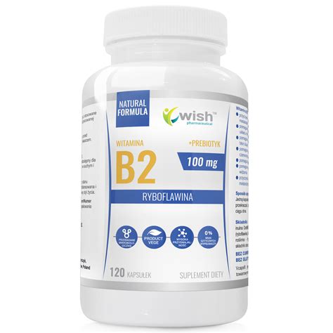 WITAMINA B2 100mg RYBOFLAWINA PREBIOTYK PRODUKT VEGE 120kapsułek