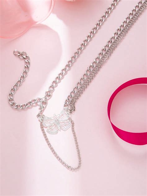 1pc Silver Colored Sexy Butterfly Pendant Waist Chain For Women Ideal T Body Chain Shein Usa