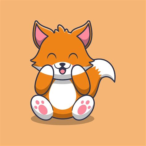 Illustration De Dessin Animé Mignon Renard Assis Vecteur Premium