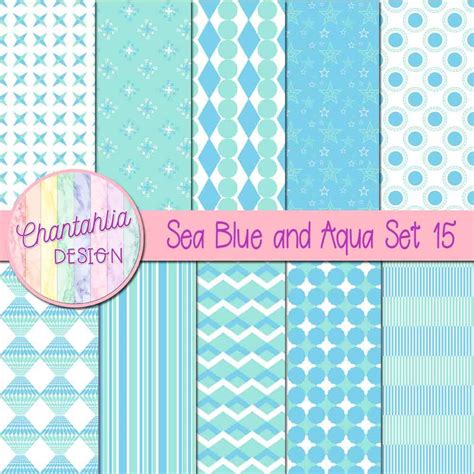 Free Sea Blue And Aqua Digital Papers With Patterned Designs