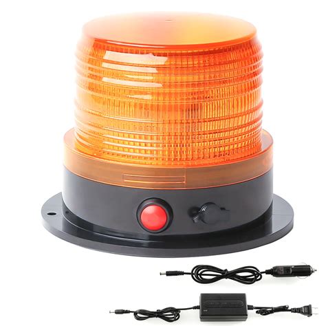 Battery Operated Amber Warning Beacon Light W Magnetic Base Portable