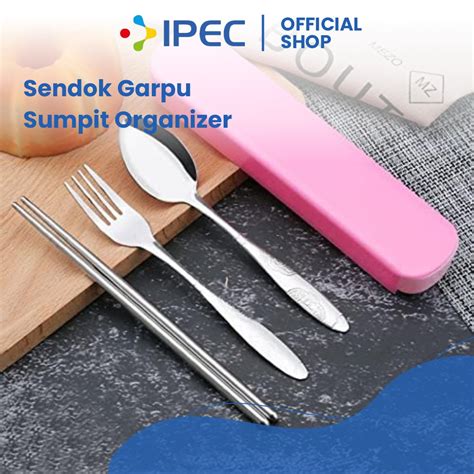 Jual Set Alat Makan Sumpit Sendok Garpu Stainless Gratis Tempat Simpan