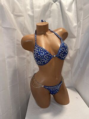 Npc Competition Bikini Posing Suit Royal Blue Hologram Brand New Never