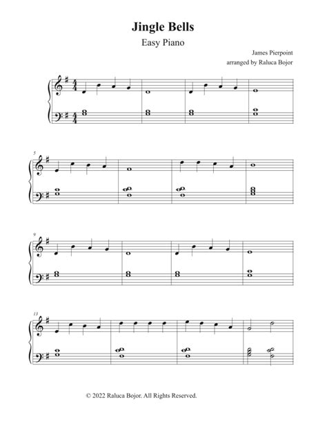 Jingle Bells Late Beginner Early Intermediate Arr Raluca Bojor By Raluca Bojor Sheet