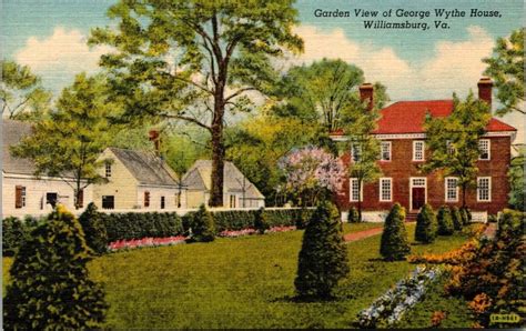 Garden View George Wythe House Williamsburg Virginia Va Linen Unp Vtg