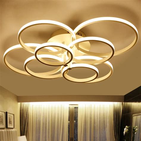 Plafond Moderne à Leds Luminaire Led Anneau Lustre Lumière Encastré Led Cercles Lampe Pour Salon