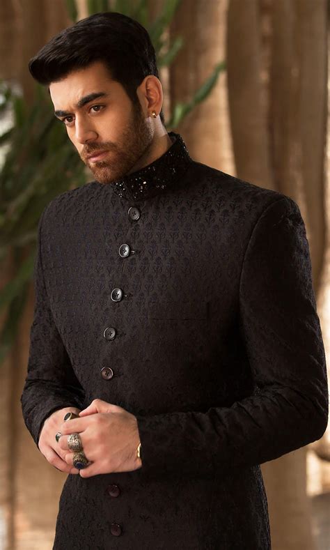 Designer Groom Black Sherwani For Wedding Wear Gn