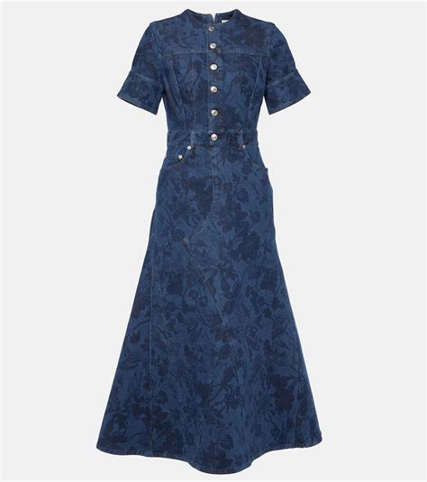 Erdem Denim Midi Dress Blue Editorialist