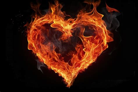 Premium Photo A Heart Shaped Fire On A Black Background