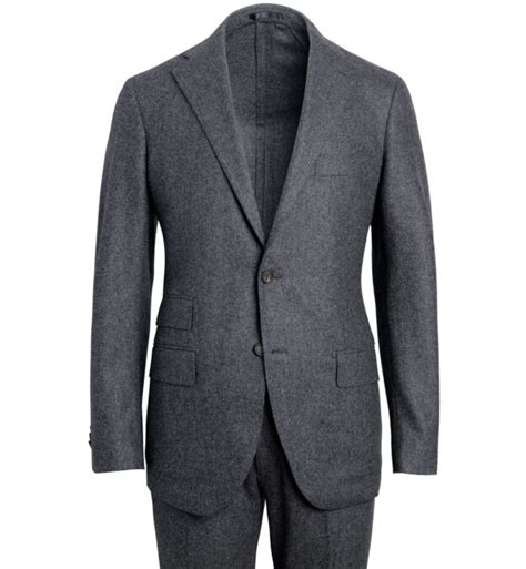 Allen Grey Wool Flannel Suit Custom Fit Tailored Clothing