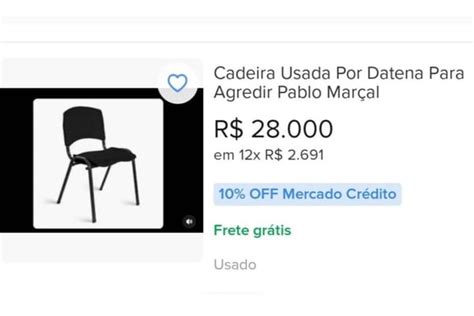 Cadeira que Datena atirou em Marçal ganha anúncios em sites de venda