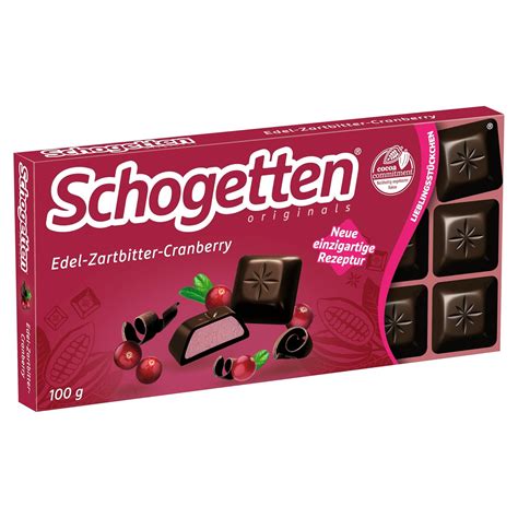 Schogetten Edel Zartbitter Cranberry 100g Schokoladentafel Mit