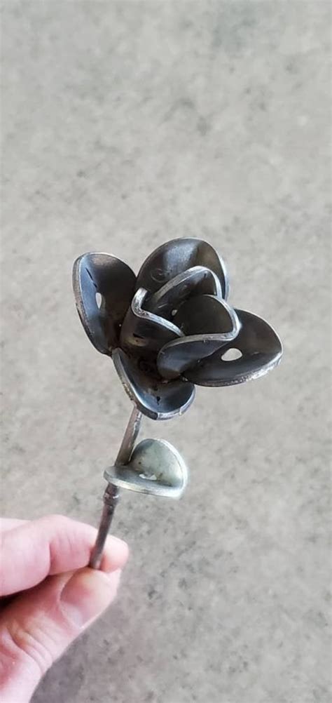 Single Small Metal Flower Welded Art Sculpture Steel Rose Etsy