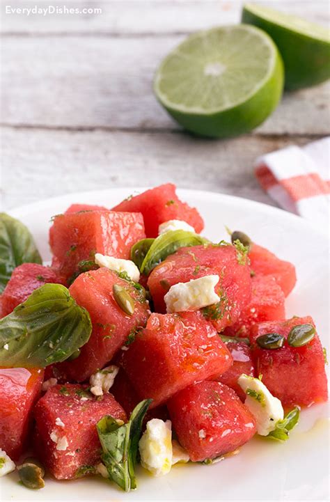 Refreshing Watermelon Basil Salad Recipe With Feta Cheese