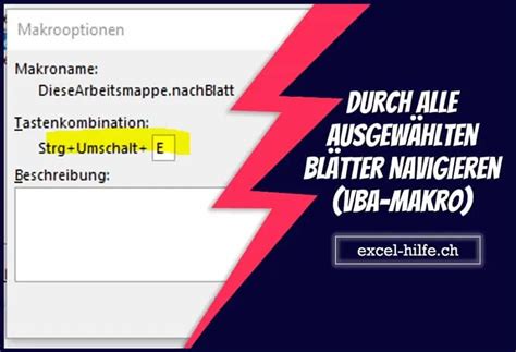 Durch alle ausgewählten Blätter mit einem Makro navigieren excel hilfe ch