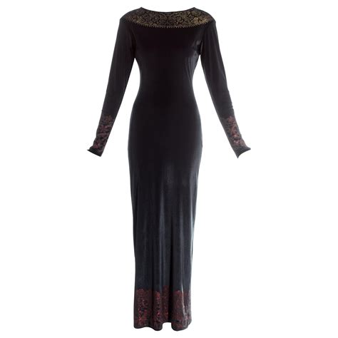 Vivienne Westwood Black Velvet Glitter Figure Hugging Maxi Dress Fw