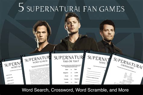 Supernatural Game Bundle PDF: Word Search, Crossword, Word Scramble