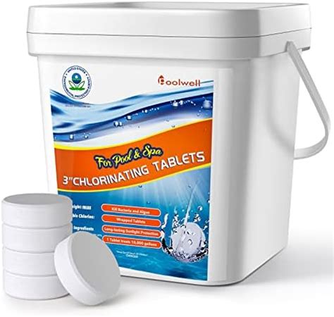 POOLWELL Pool SPA Chlorine Tablets 10Lb Pools Algaecides 3 Inch