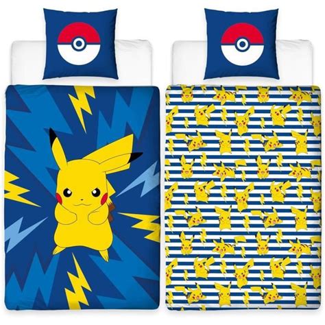 Pokémon Pikachu Éclair Parure de Lit Enfant Housse de couette 140x200