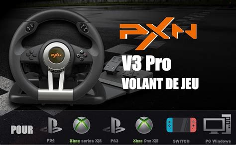 PXN V3 Pro Volant De Jeux Volant Avec Pedale 180 Volant PC Retour