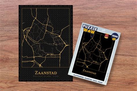 Puzzel Plattegrond Zaanstad Goud Zwart Legpuzzel Puzzel 1000