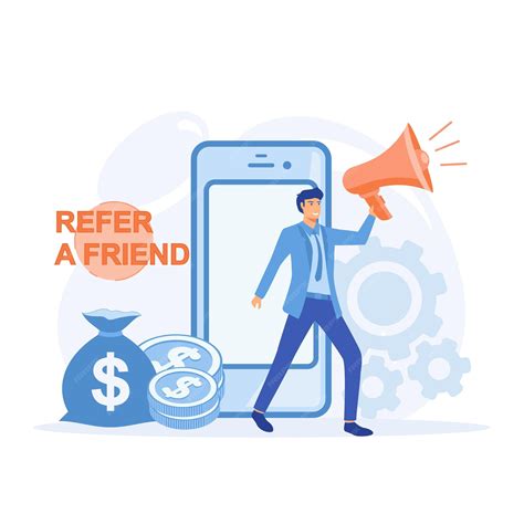 Premium Vector | Refer a friend concept people share info about ...