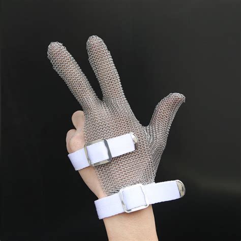 Mk Three Finger Wrist Ring Mesh Glove With Textile Strap