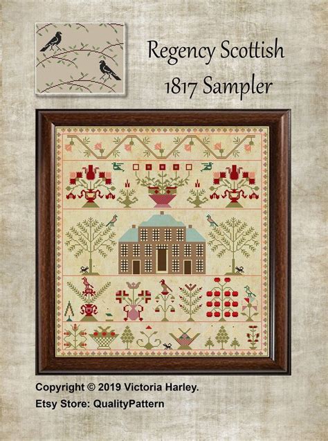 Antique Brick House Regency Scottish Sampler Reproduction Cross