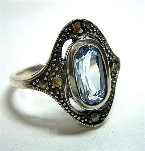 Silber Jugendstil Aquamarin Ring Pforzheim Ebay