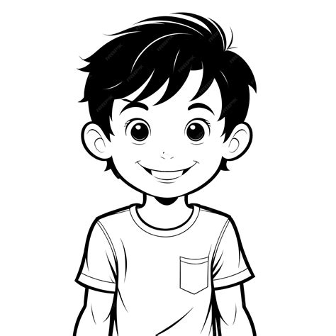 Premium AI Image | black and white illustration of cute little boy