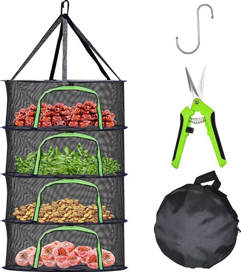 Herb Drying Rack Food Dehydrator Plant Hanging Mesh U Shape 4 Layers