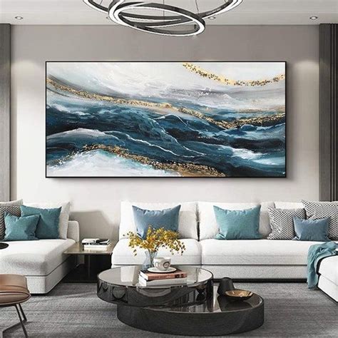 Original Gold Foil Oil Painting On Canvas Abstract Gold Leaf Waves