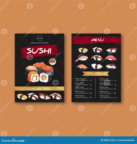 Sushi Menu Collection For Restaurant Design Template With Food